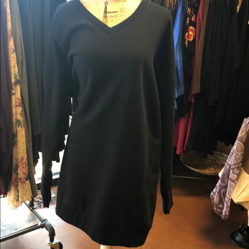 V neck sweater with pockets blue